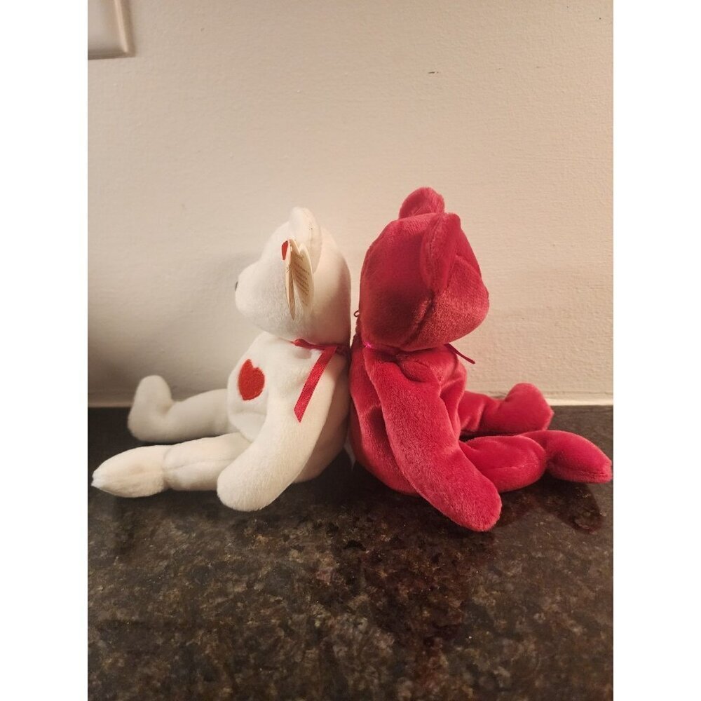 Ty Beanie Babies Valentino & Valentina Bears w/ Tags – '94 & '98 Brown Nose - Picture 2 of 13